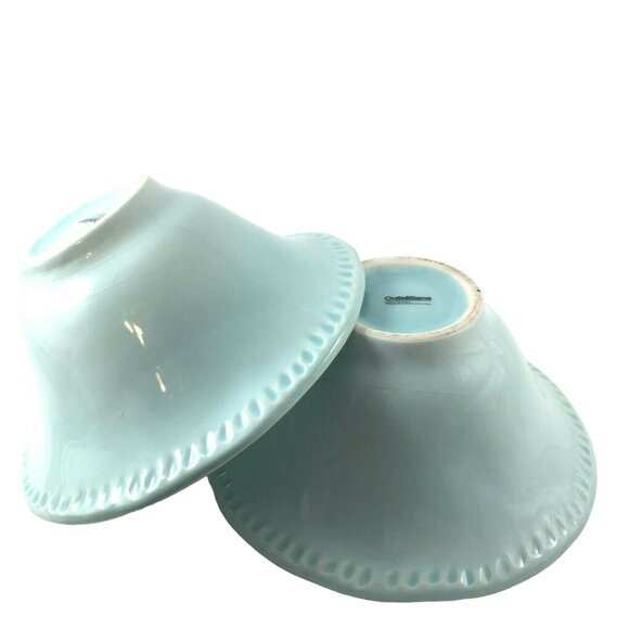 2 Mano Aqua Crate and Barrel Soup Salad Bowls Pie Crust Edge Made in Italy - Picture 5 of 9